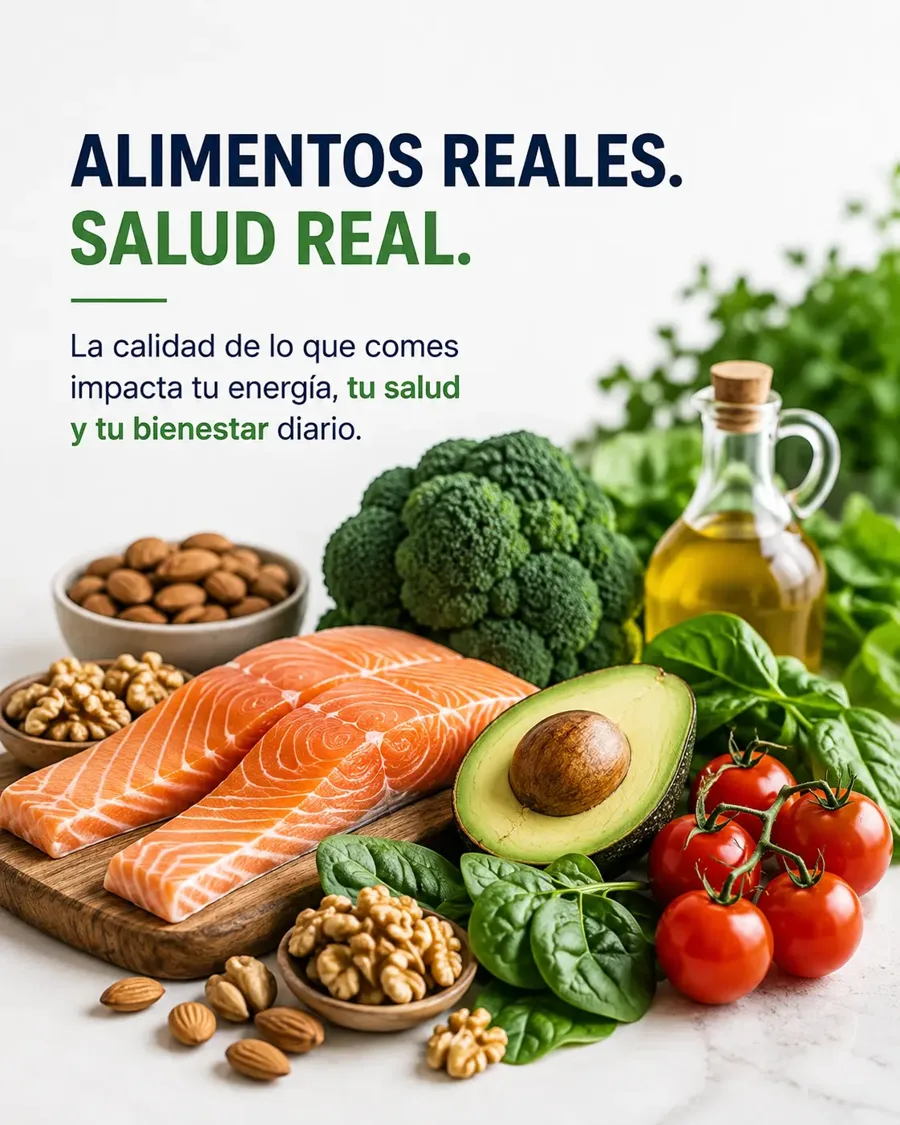 Alimentos reales, salud real — la calidad de lo que comes impacta tu energía y bienestar